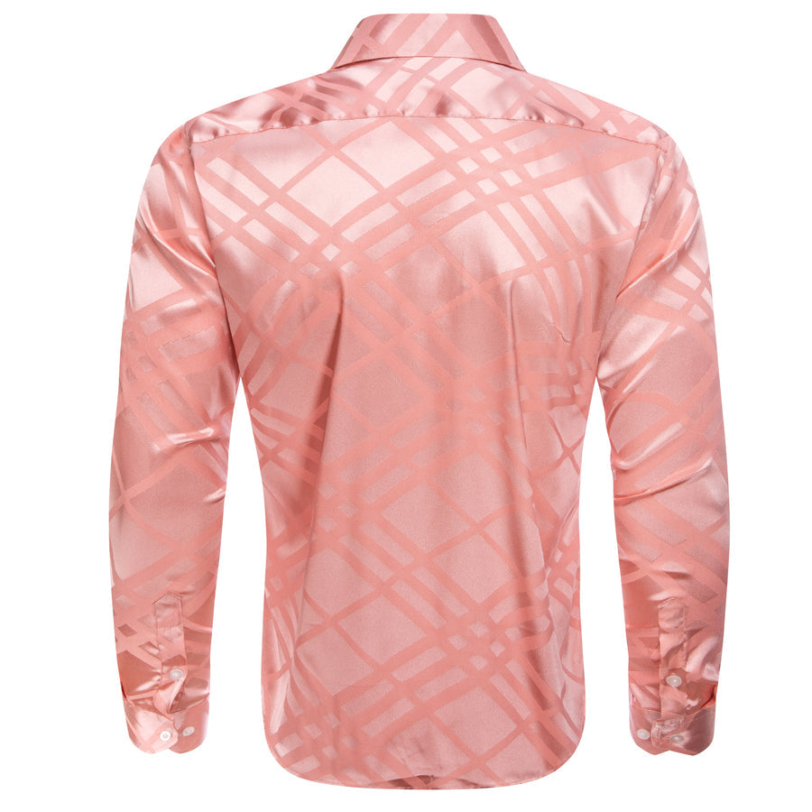 Baby Pink Plaid Silk Dress Shirt shirt - Sophisticated Gentlemen