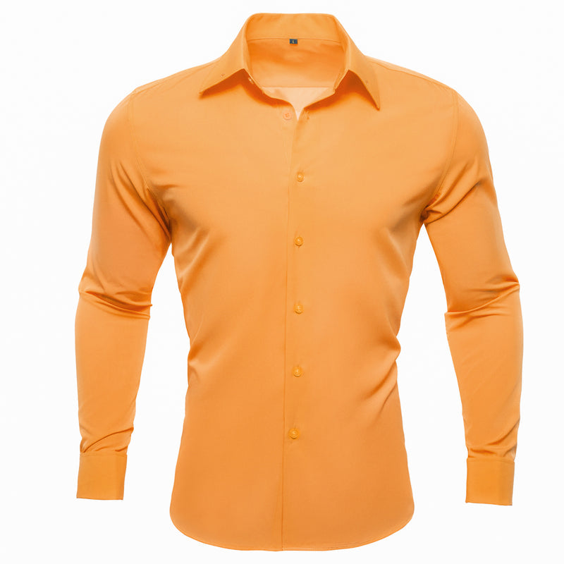 Light Orange Solid Woven Dress Shirt shirt S - Sophisticated Gentlemen