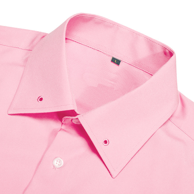 Pink Solid Woven Dress Shirt shirt - Sophisticated Gentlemen
