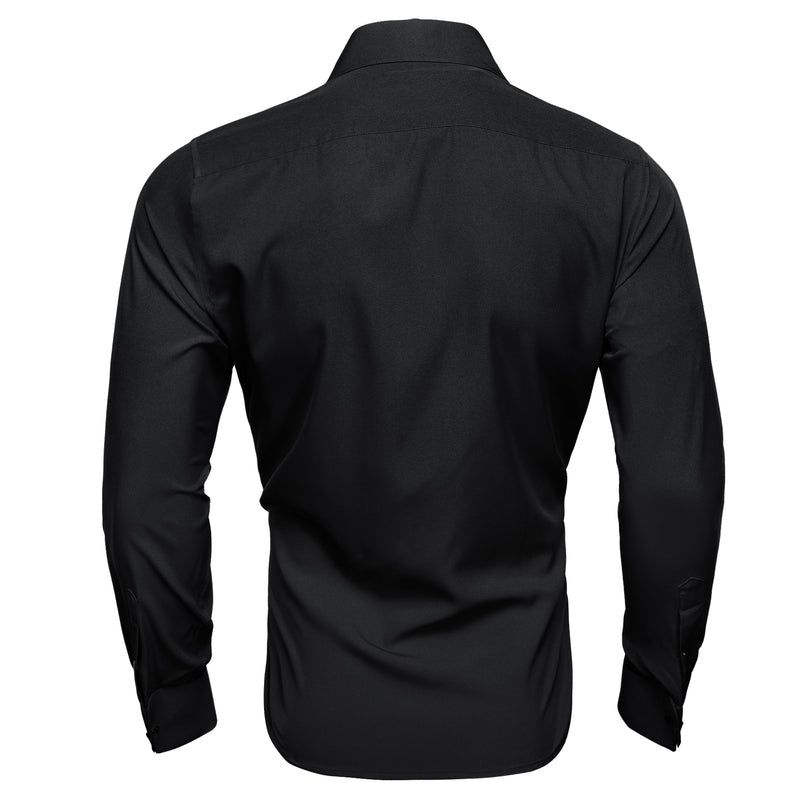 Black Solid Woven Dress Shirt shirt - Sophisticated Gentlemen