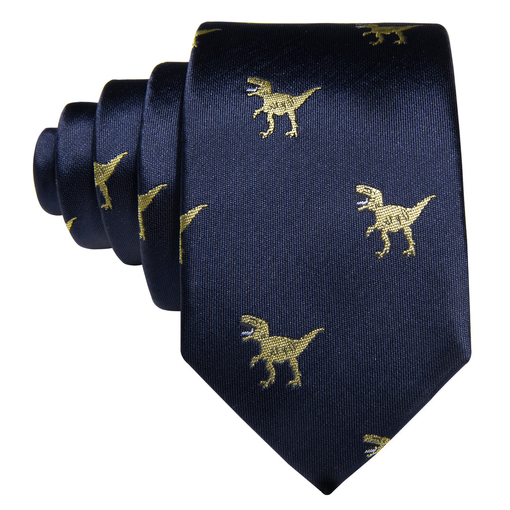 Blue Dinosaur Silk Kid's Tie, Pocket Square and Cufflinks Set tie sets    - Sophisticated Gentlemen