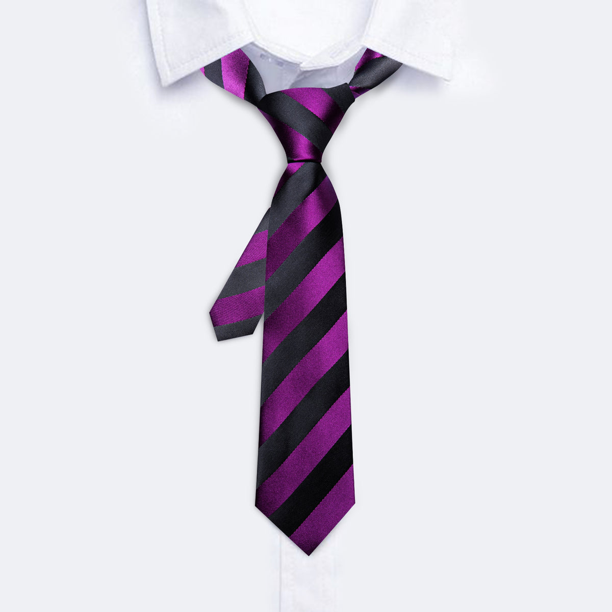 Purple Black Striped Children Tie, Pocket Square and Cufflinks Set tie sets - Sophisticated Gentlemen