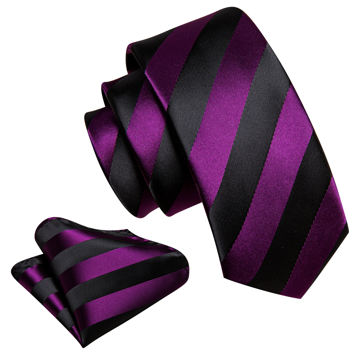 Purple Black Striped Children Tie, Pocket Square and Cufflinks Set tie sets - Sophisticated Gentlemen