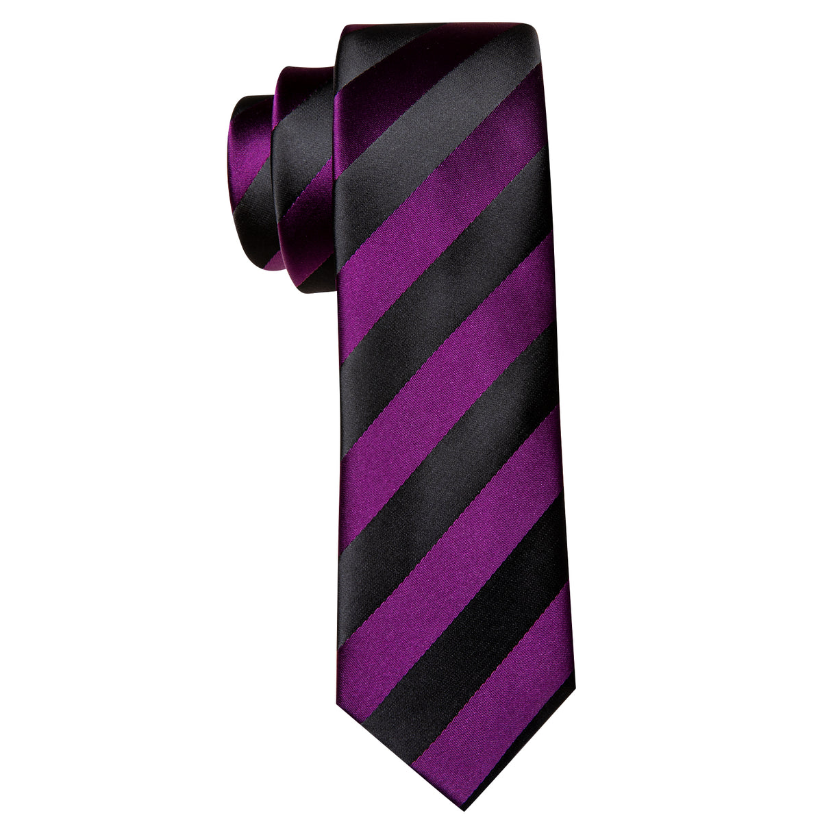 Purple Black Striped Children Tie, Pocket Square and Cufflinks Set tie sets - Sophisticated Gentlemen