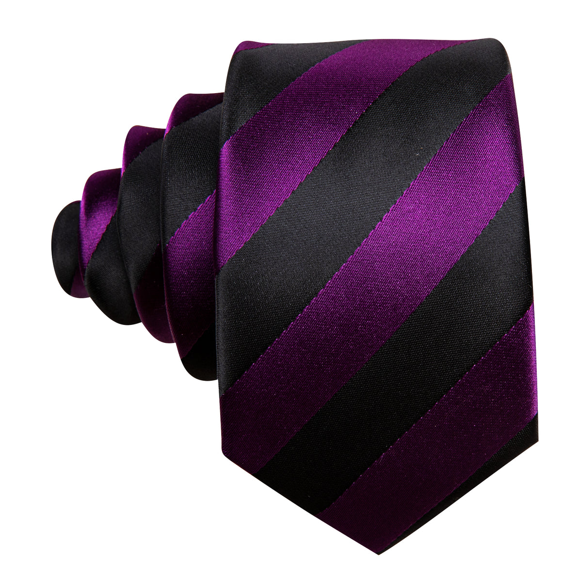 Purple Black Striped Children Tie, Pocket Square and Cufflinks Set tie sets - Sophisticated Gentlemen