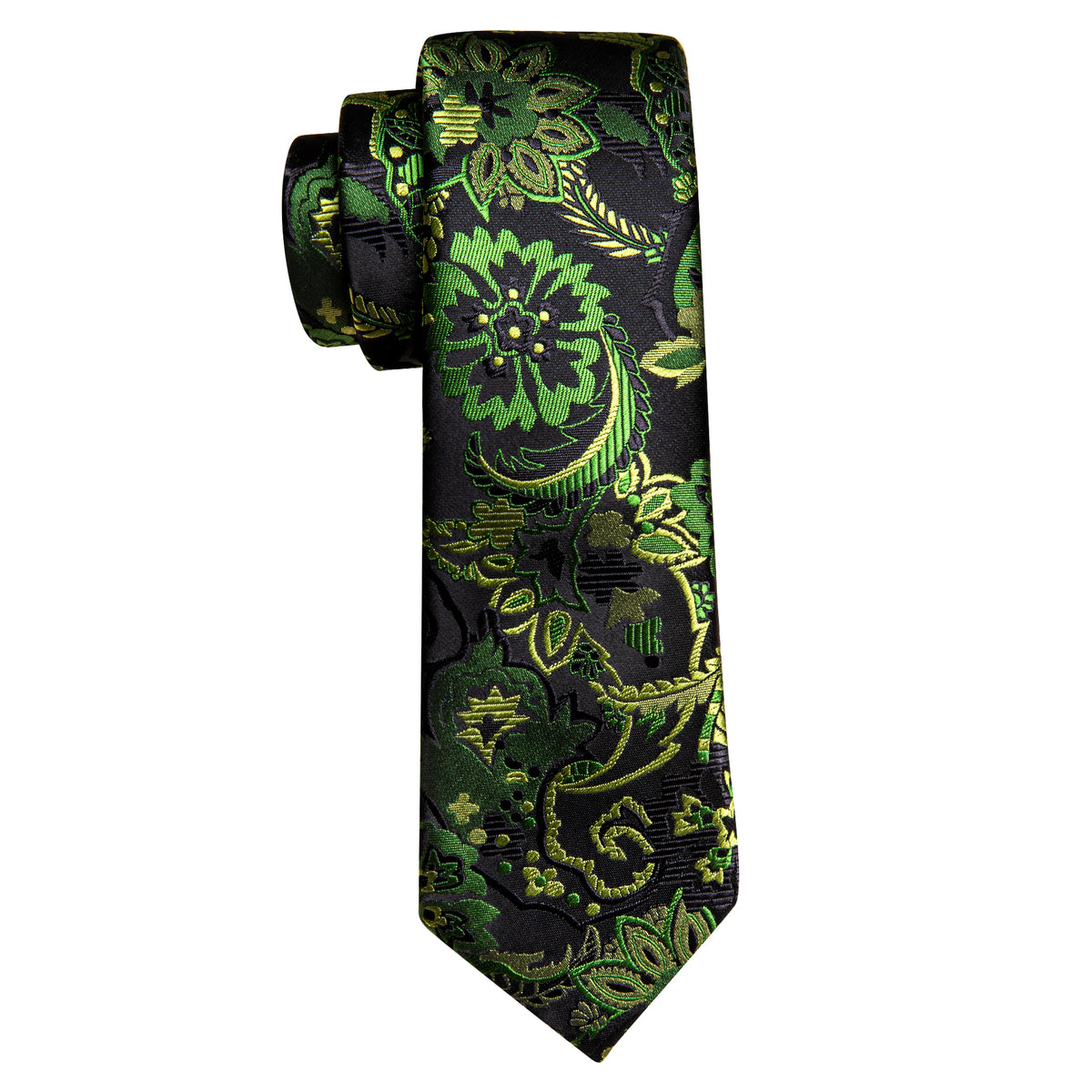 Green Yellow Paisley Tie, Pocket Square and Cufflinks Set tie sets - Sophisticated Gentlemen