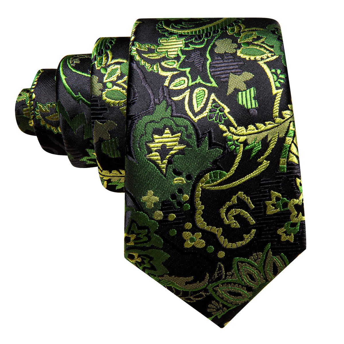 Green Yellow Paisley Tie, Pocket Square and Cufflinks Set tie sets - Sophisticated Gentlemen