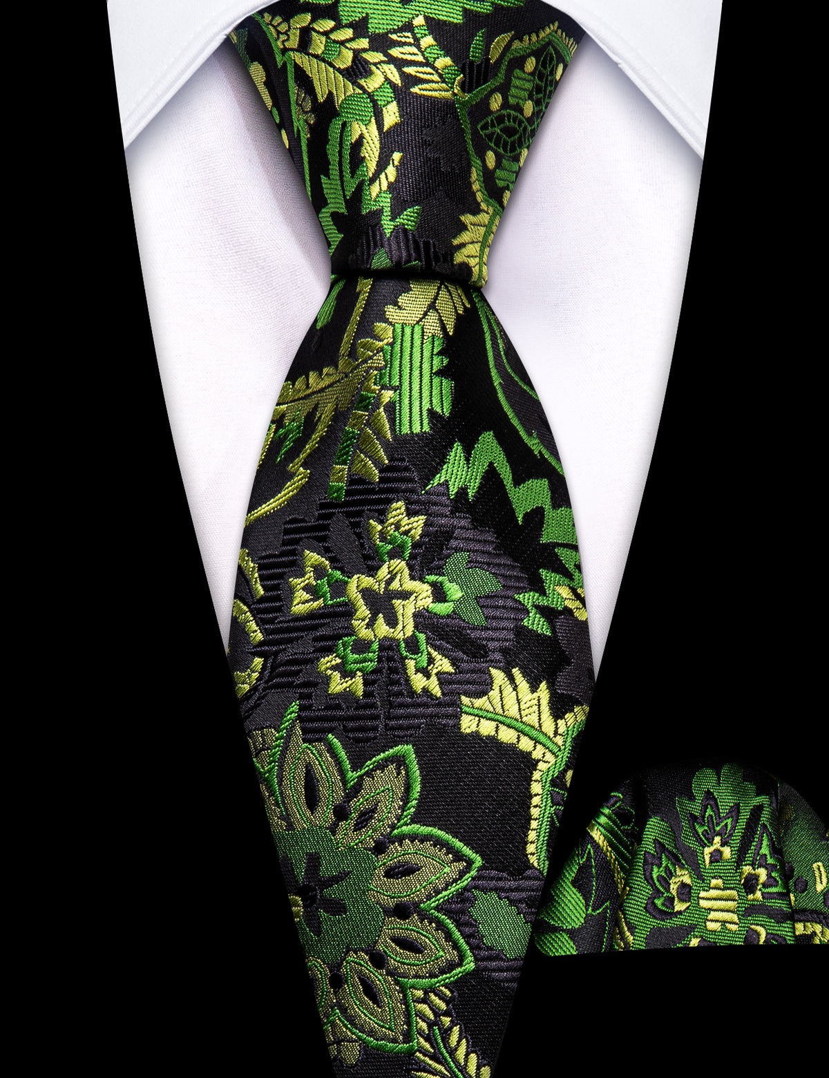 Green Yellow Paisley Tie, Pocket Square and Cufflinks Set tie sets - Sophisticated Gentlemen