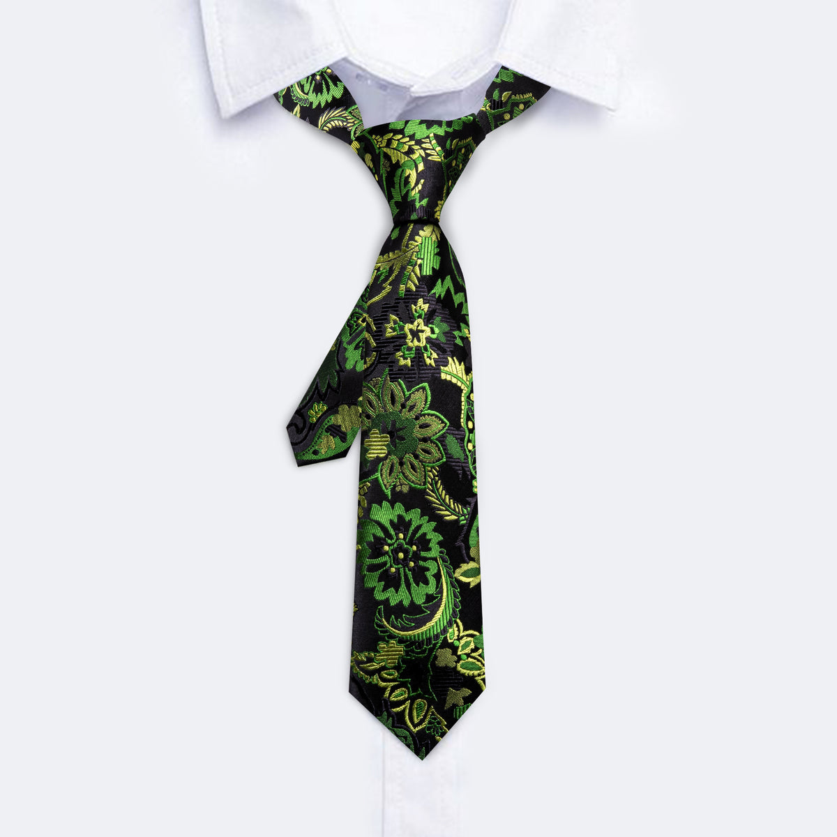 Green Yellow Paisley Tie, Pocket Square and Cufflinks Set tie sets - Sophisticated Gentlemen