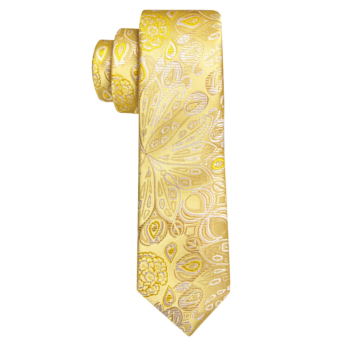 Gold White Paisley Tie, Pocket Square and Cufflinks Set tie sets - Sophisticated Gentlemen