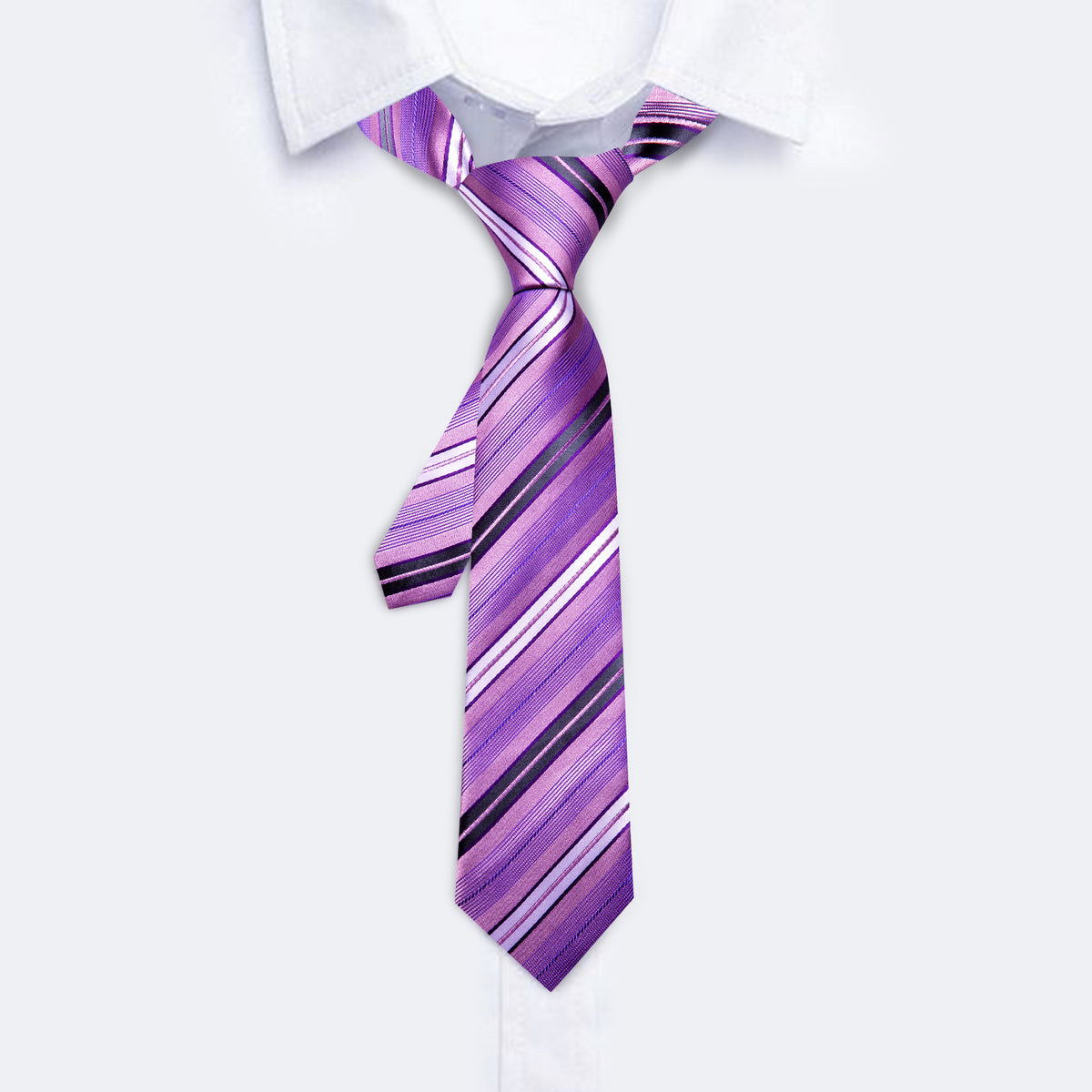 Purple Pink Striped Children Tie, Pocket Square and Cufflinks Set tie sets - Sophisticated Gentlemen