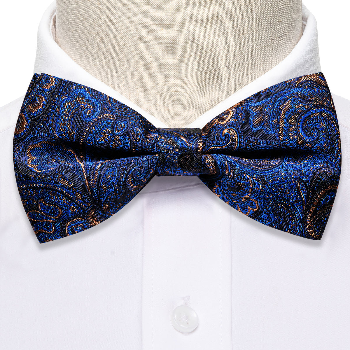Blue Brown Paisley Bow Tie Set bow ties - Sophisticated Gentlemen