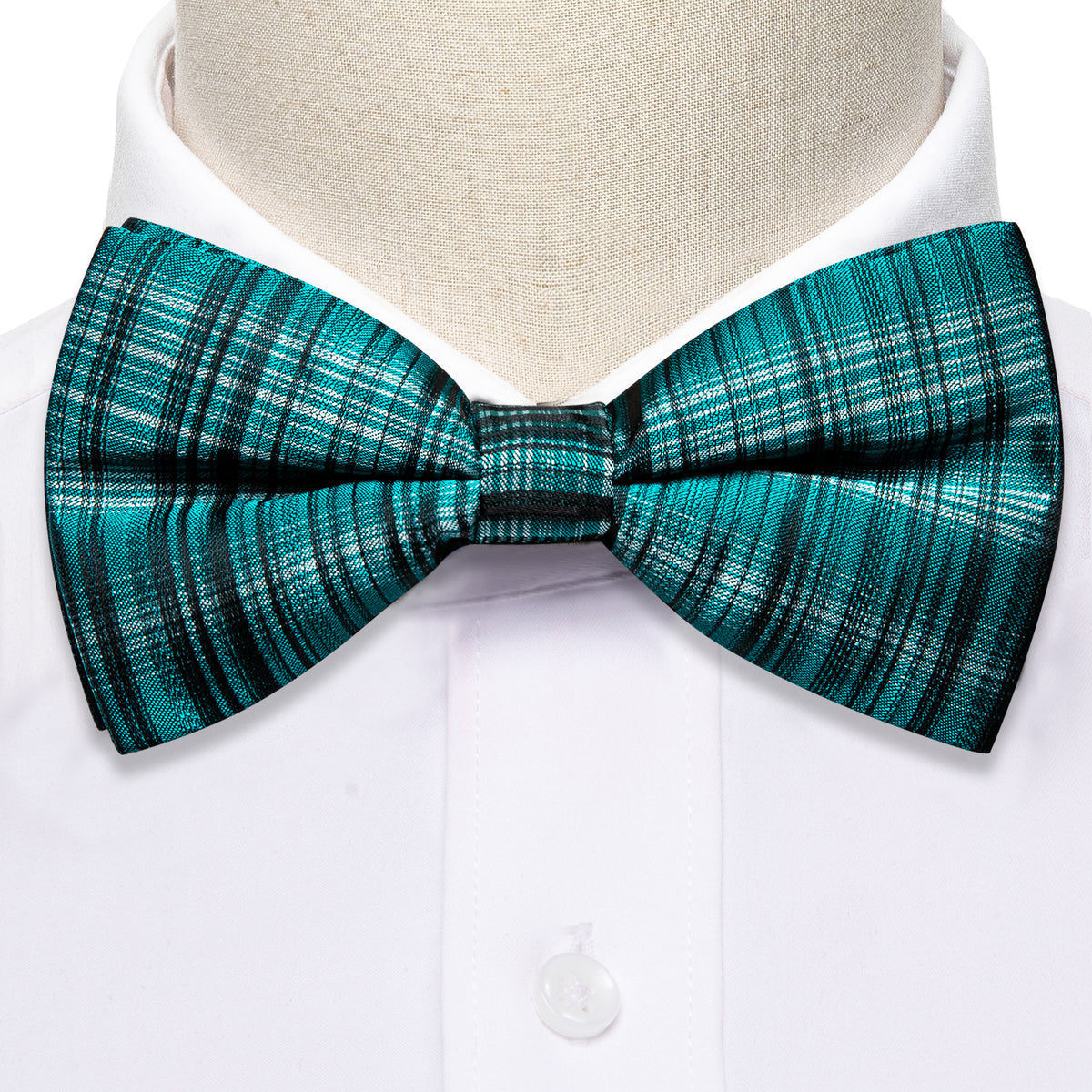 Blue White Striped Bow Tie Set bow ties - Sophisticated Gentlemen