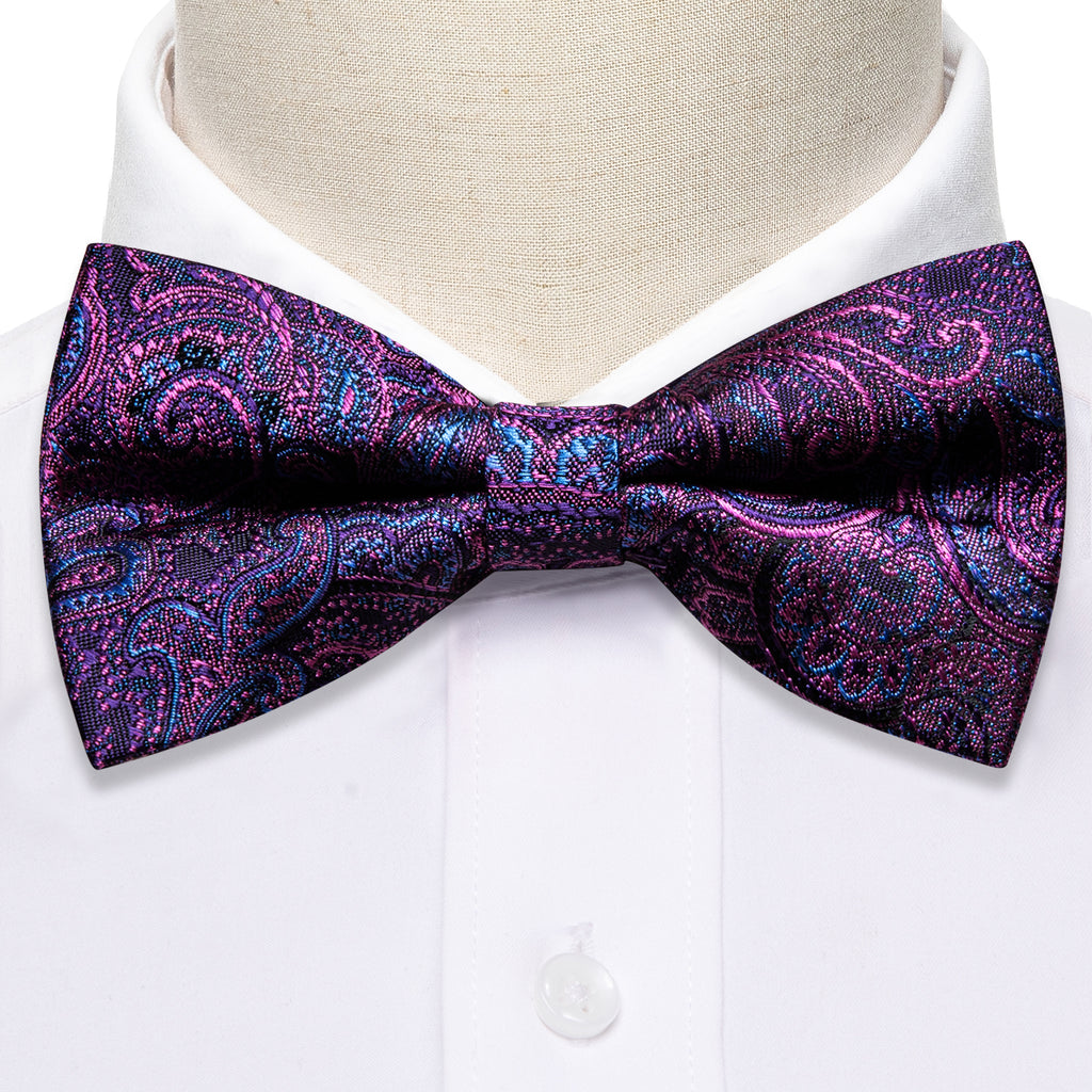 Purple Royal Blue Paisley Bow Tie Set bow ties - Sophisticated Gentlemen