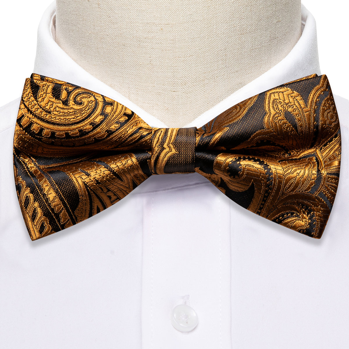 Gold Black Paisley Bow Tie Set bow ties - Sophisticated Gentlemen
