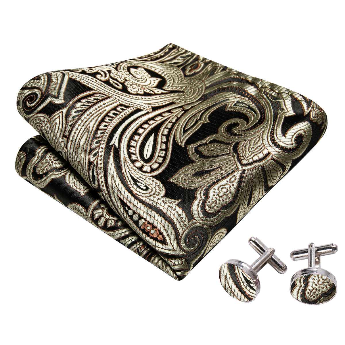 Black and Champagne Paisley Bow Tie Set bow ties - Sophisticated Gentlemen