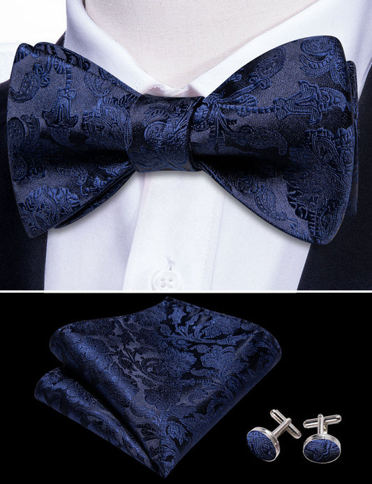 Blue Paisley Bow Tie Set bow ties    - Sophisticated Gentlemen