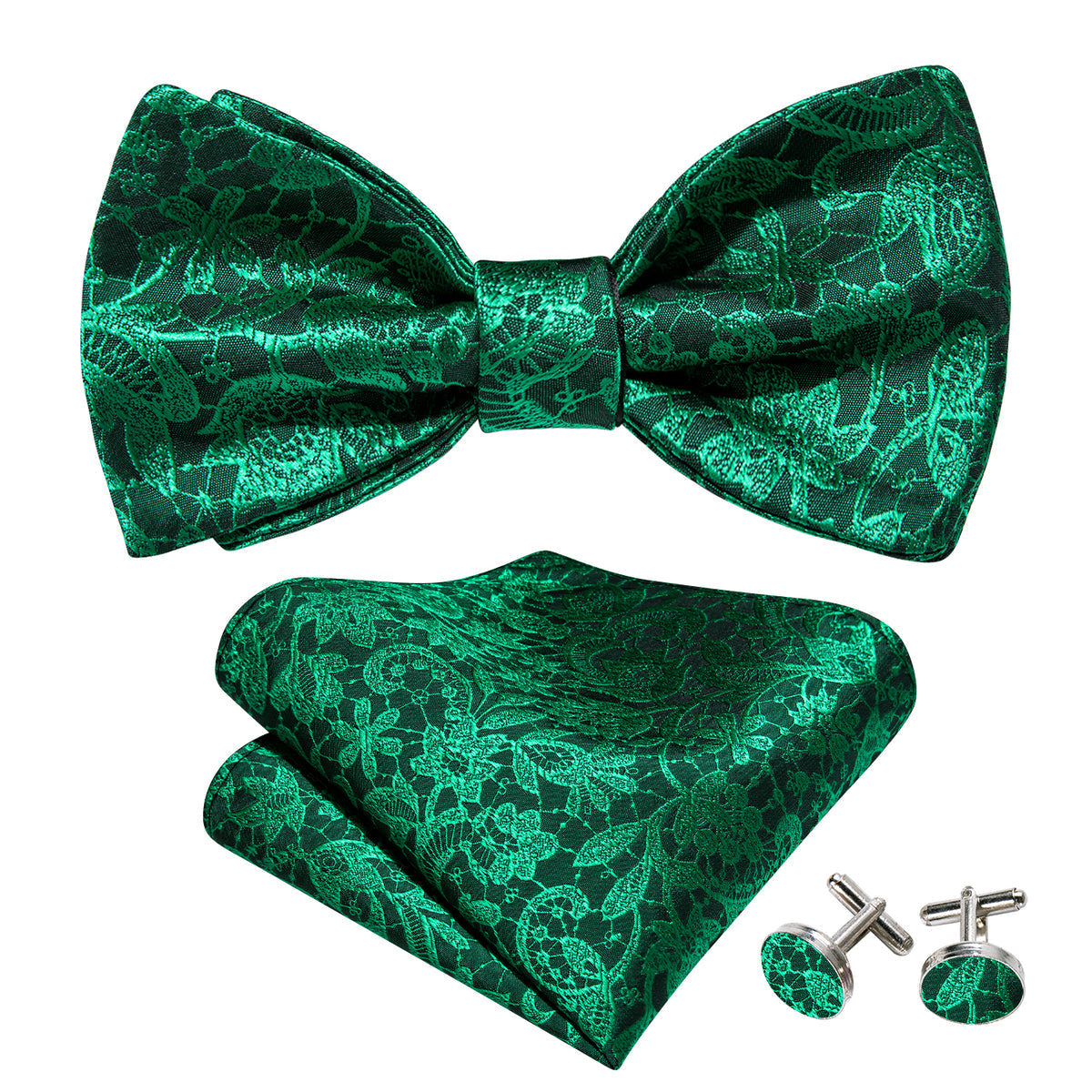 Green Floral Bow Tie Set bow ties - Sophisticated Gentlemen