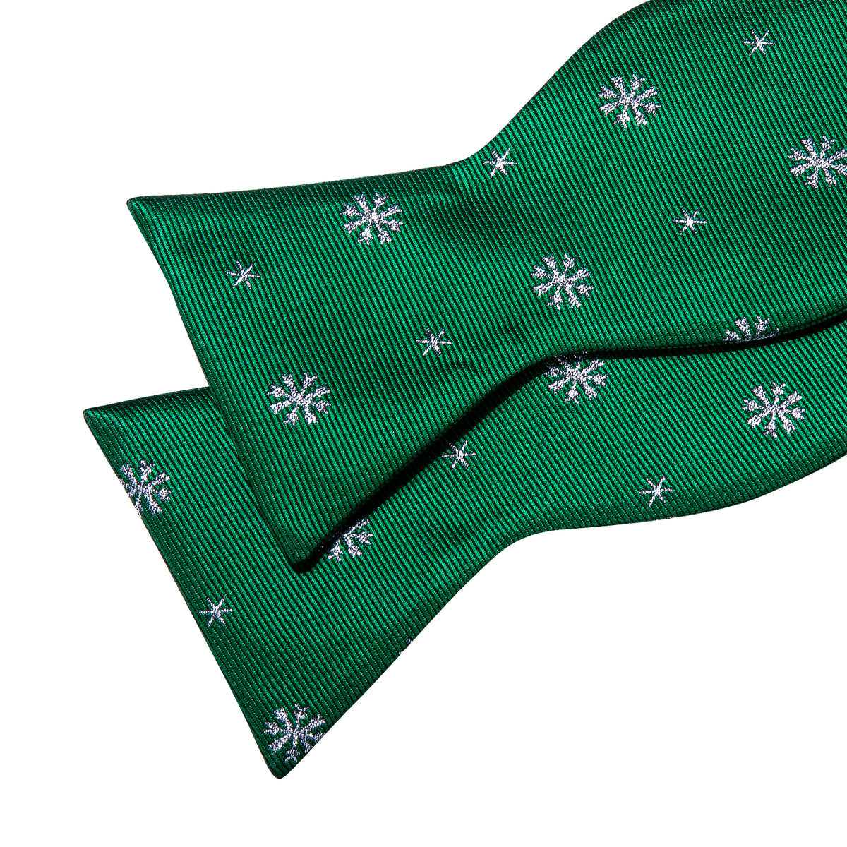 Green White Snowflake Silk Christmas Bow Tie Set bow ties - Sophisticated Gentlemen