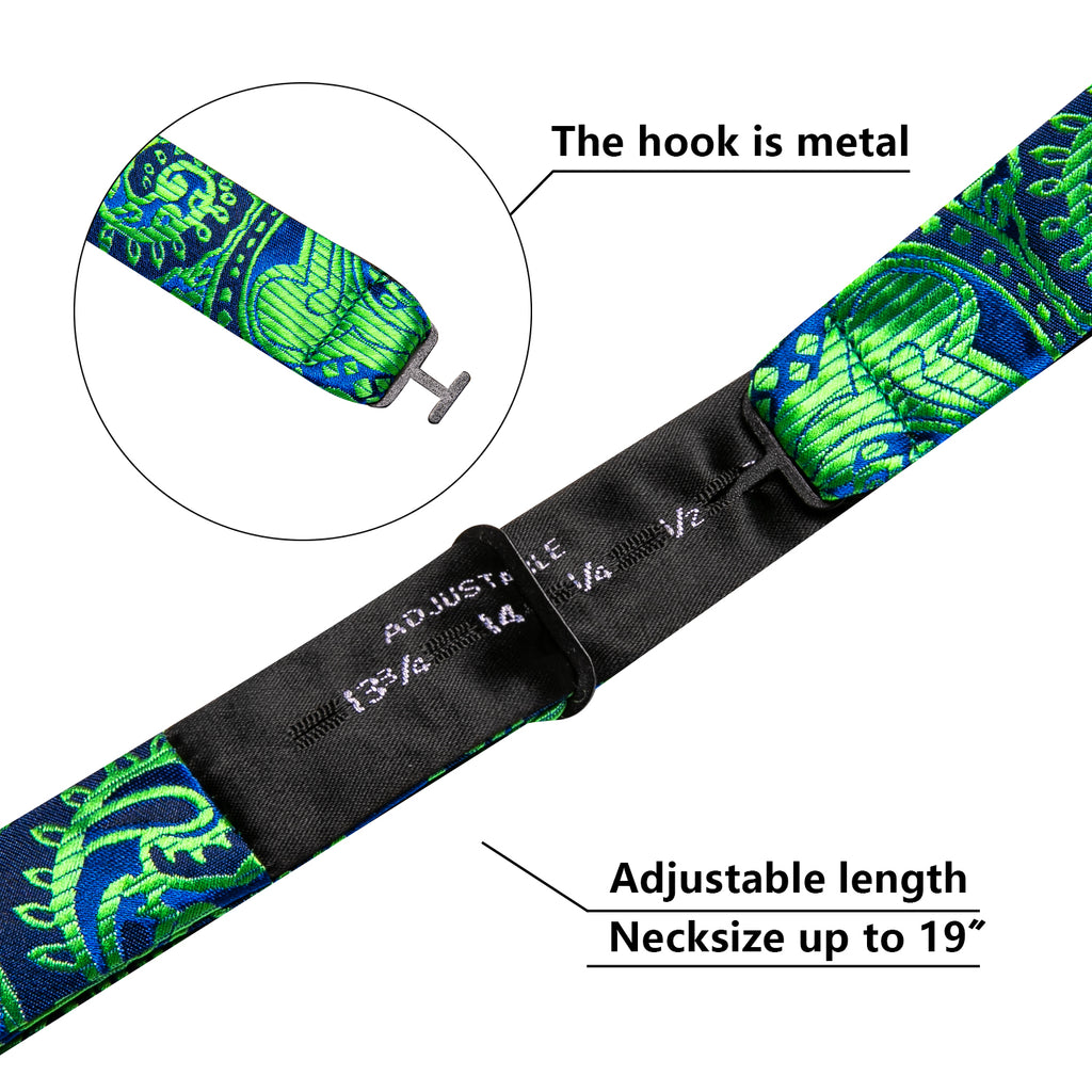 Green Navy Floral Paisley Bow Tie Set bow ties - Sophisticated Gentlemen