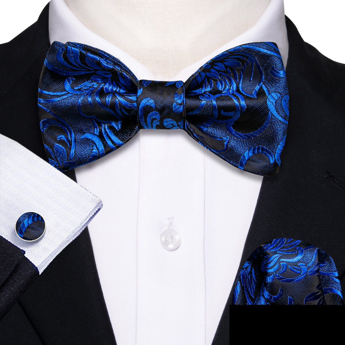 Peacock Blue Paisley Bow Tie Set bow ties - Sophisticated Gentlemen