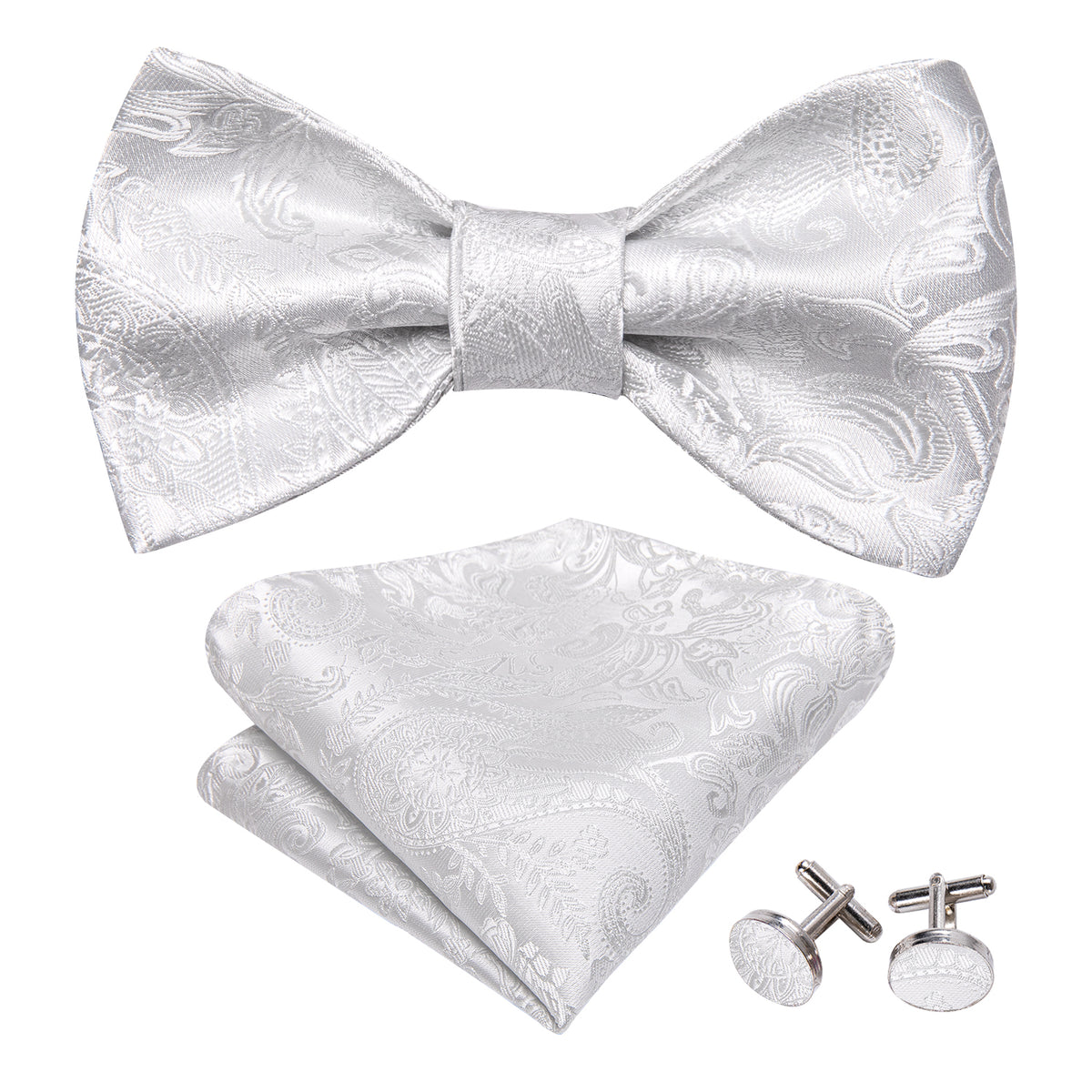 White Paisley Bow Tie Set bow ties - Sophisticated Gentlemen