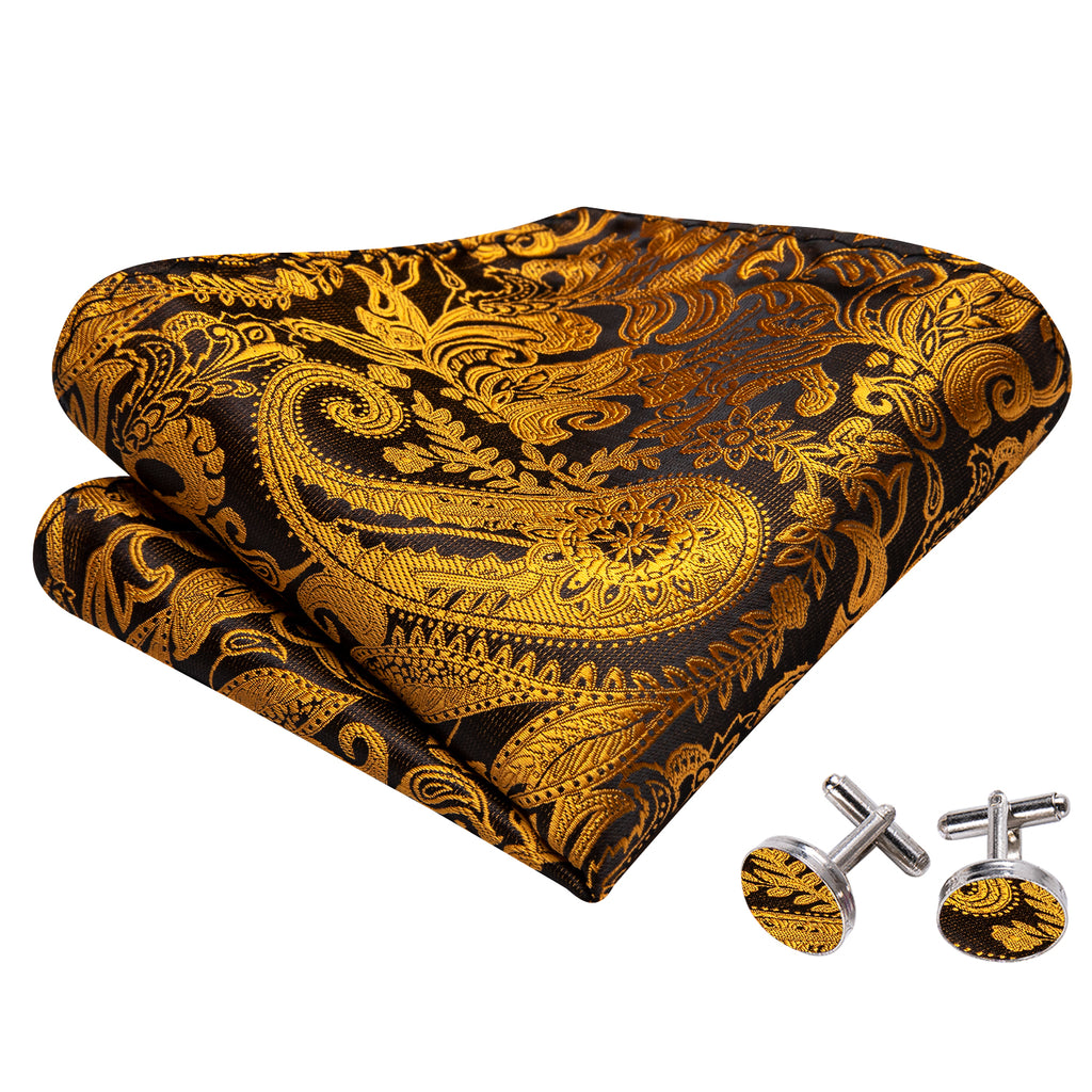 Black Gold Paisley Paisley Bow Tie Set bow ties - Sophisticated Gentlemen
