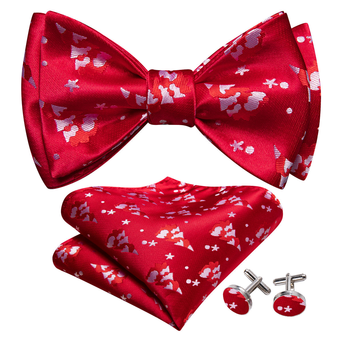Red White Xmas Tree Bow Tie Set bow ties - Sophisticated Gentlemen