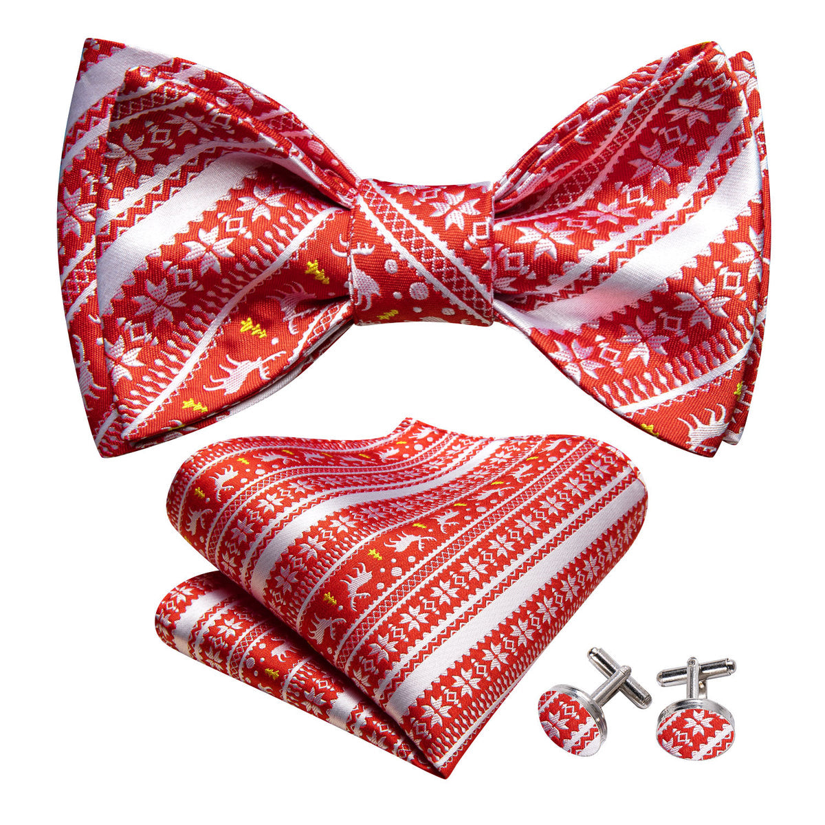 Red Silver Elk Christmas Bow Tie Set bow ties - Sophisticated Gentlemen
