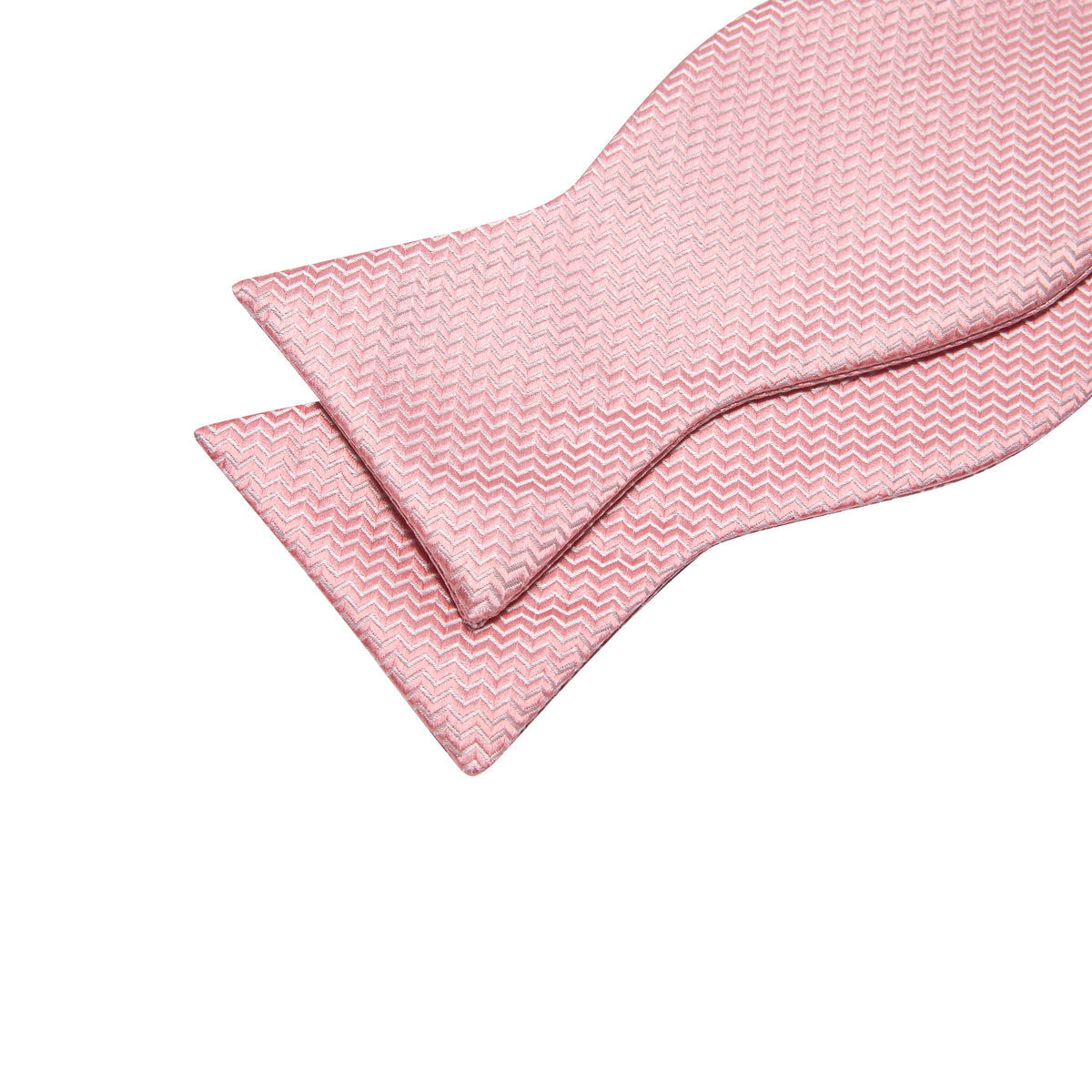 Pink White Striped Silk Bow Tie Set bow ties - Sophisticated Gentlemen