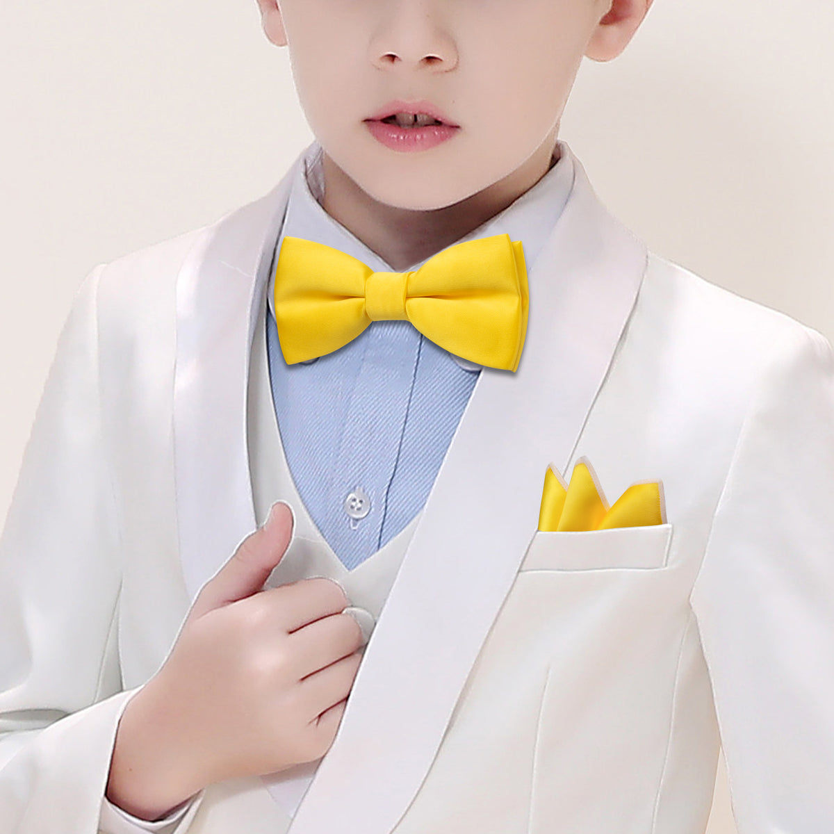 Canary Solid Bow Tie Set bow ties - Sophisticated Gentlemen