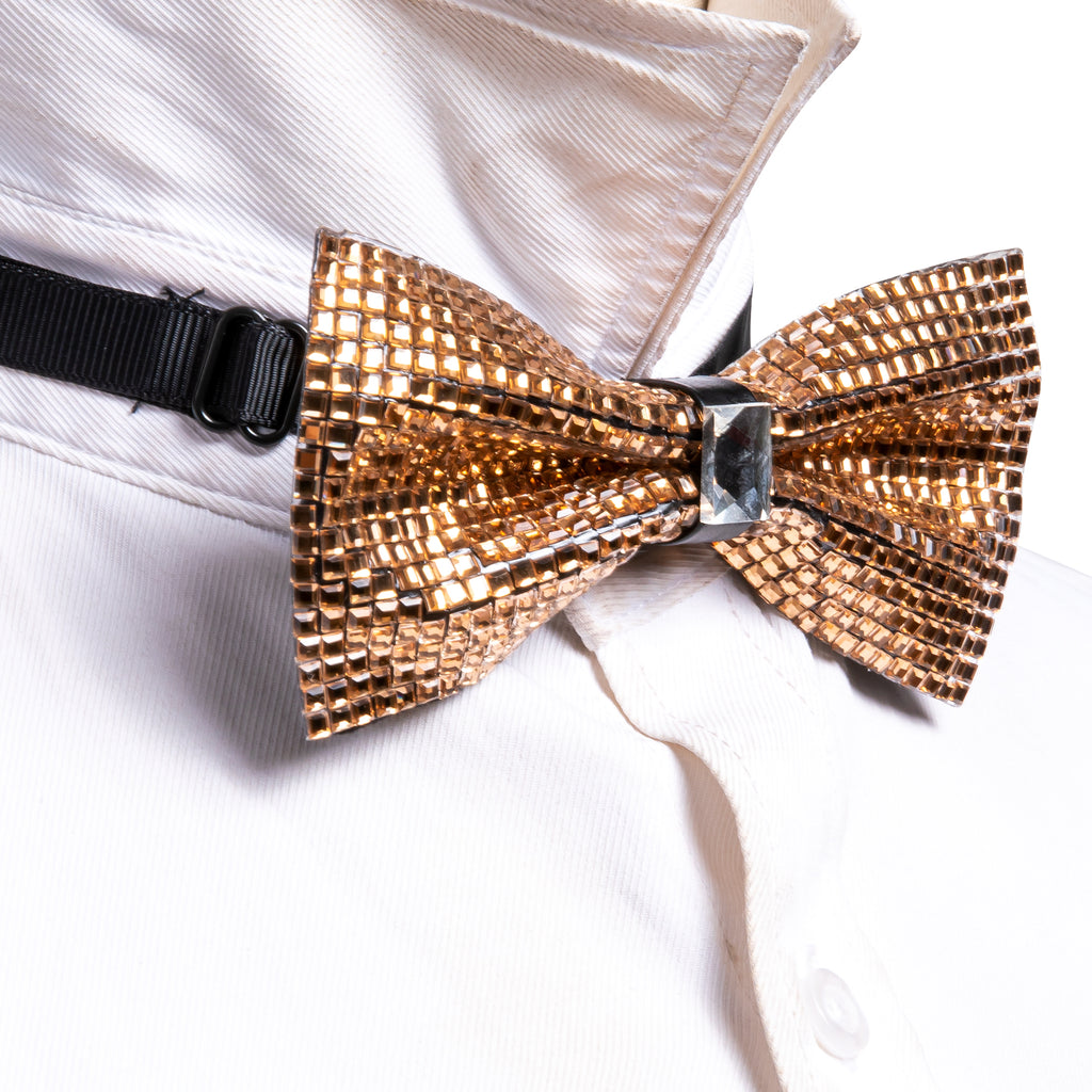 Shining Gold Rhinestones Bow Tie Set bow ties - Sophisticated Gentlemen