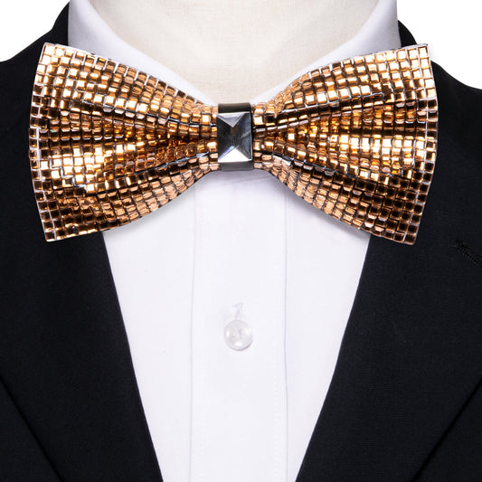 Shining Gold Rhinestones Bow Tie Set bow ties    - Sophisticated Gentlemen