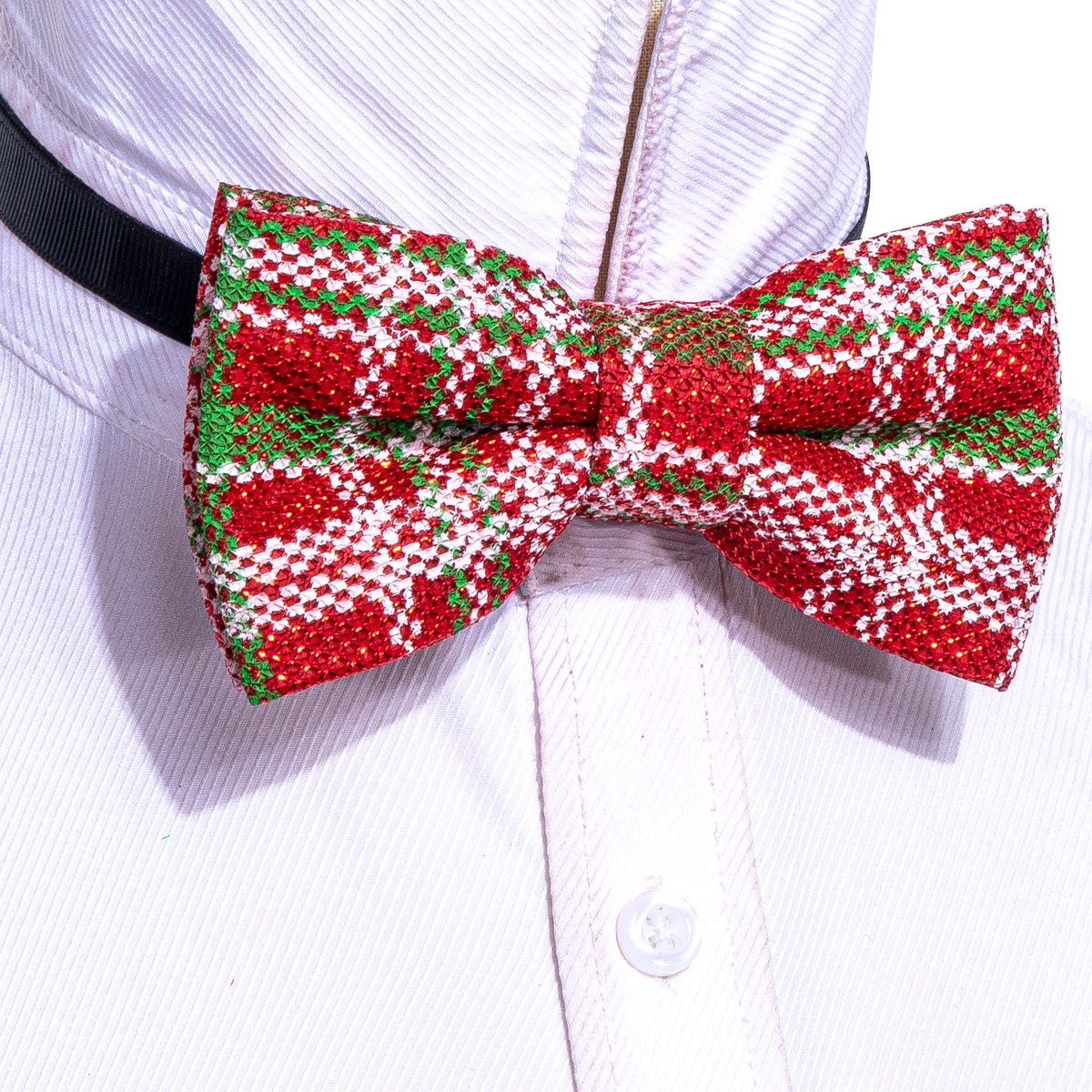 Red Green Plaid Silk Christmas Bow Tie Set bow ties - Sophisticated Gentlemen