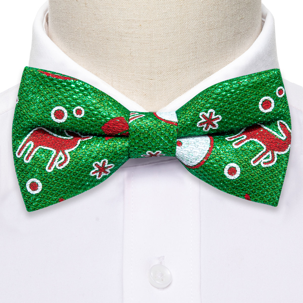 Green Brown Elk Silk Christmas Bow Tie Set bow ties - Sophisticated Gentlemen