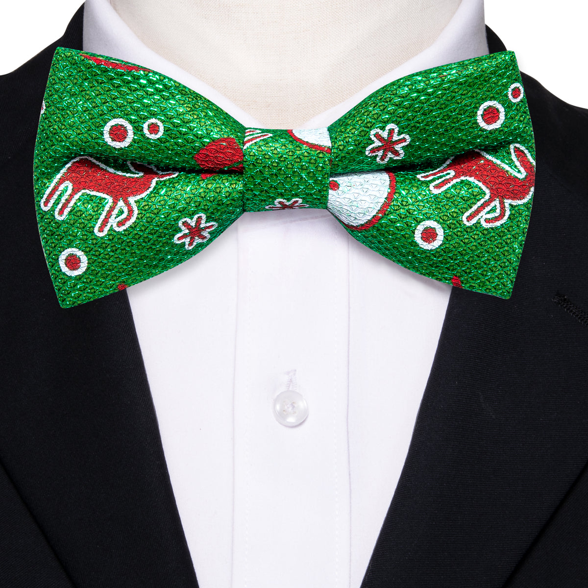 Green Brown Elk Silk Christmas Bow Tie Set bow ties - Sophisticated Gentlemen