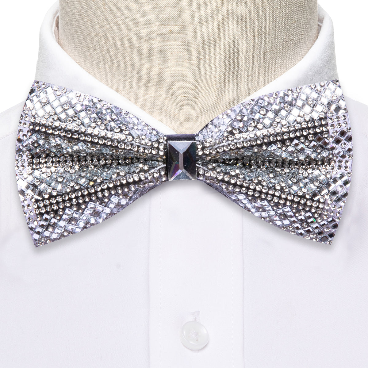 White Rhinestones Shining Bow Tie Set bow ties - Sophisticated Gentlemen