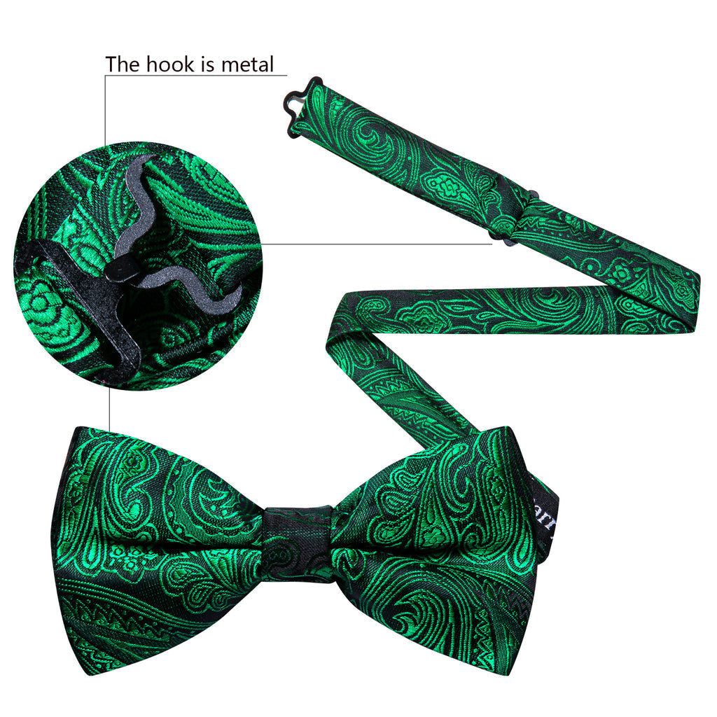 Green Paisley Silk Bow Tie Set bow ties    - Sophisticated Gentlemen