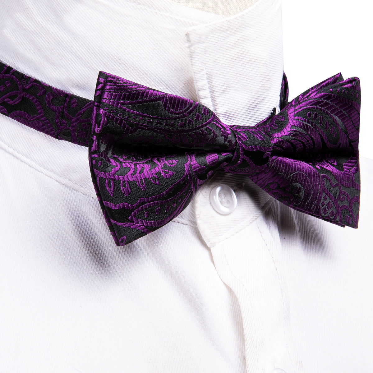 Black Purple Paisley Beautiful Bow Tie Set bow ties - Sophisticated Gentlemen