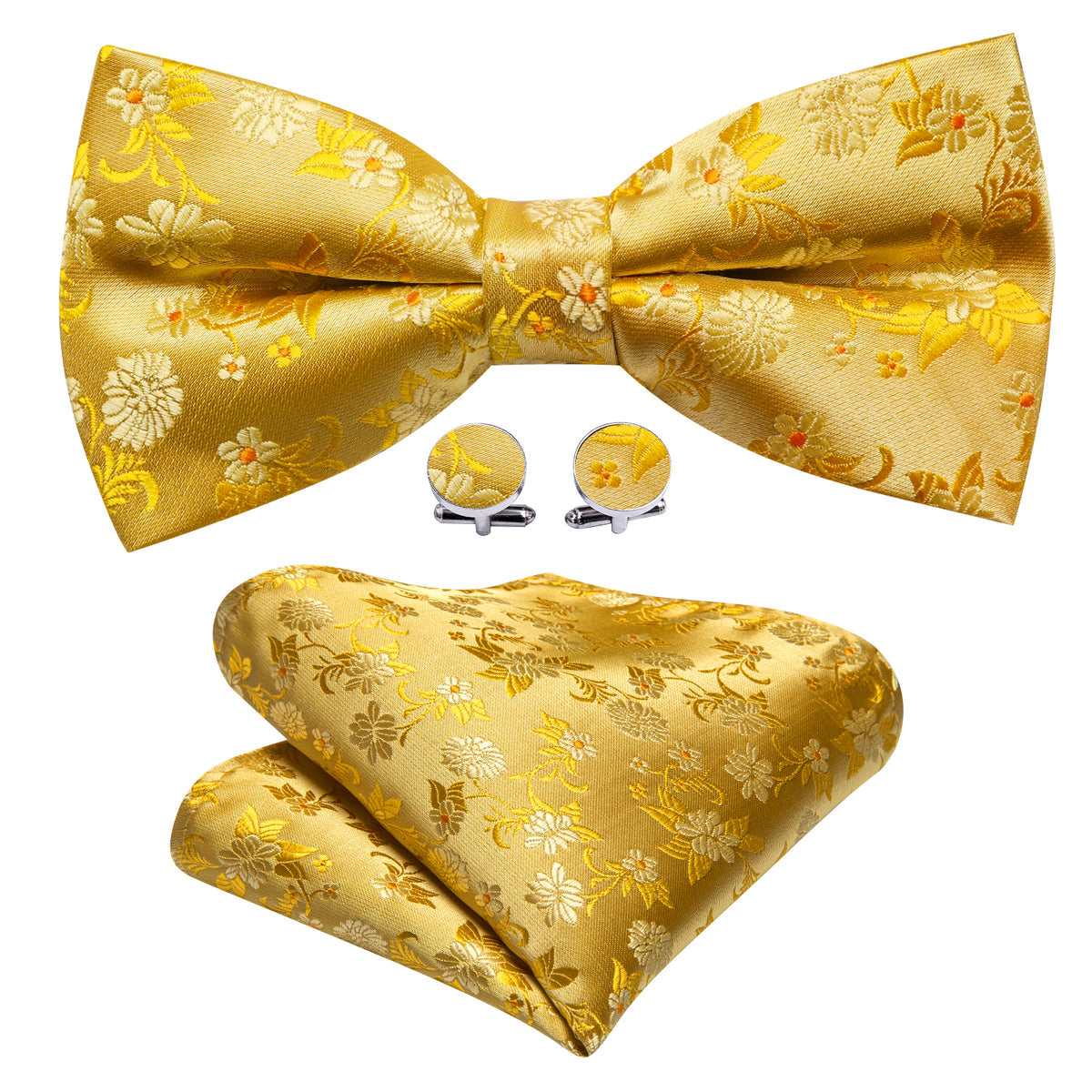 Gold Floral Bow Tie Set bow ties - Sophisticated Gentlemen