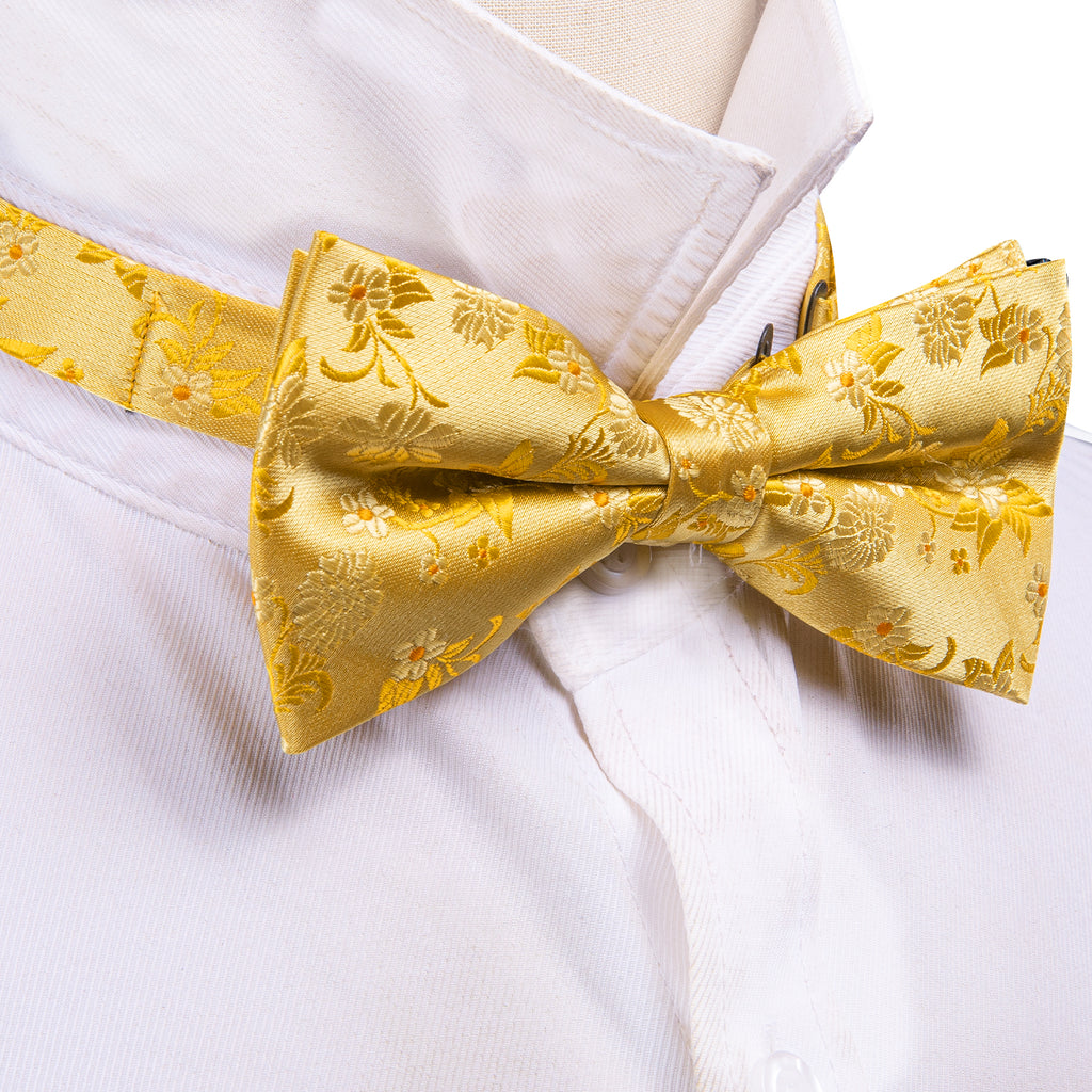 Gold Floral Bow Tie Set bow ties - Sophisticated Gentlemen