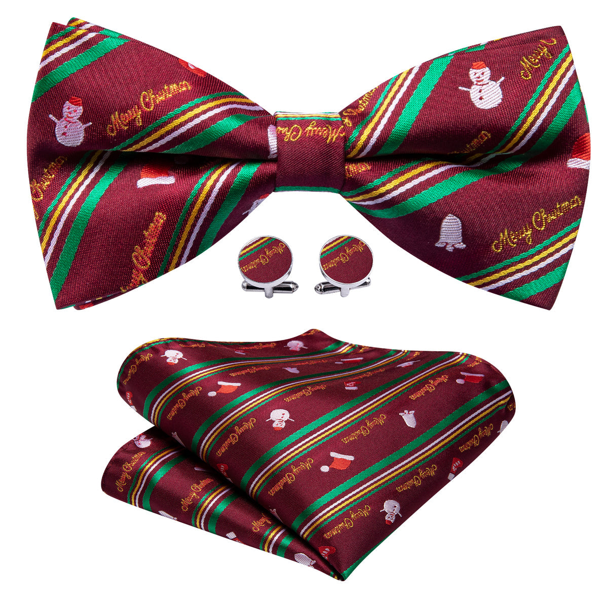 Green Red Xmas Snowman Bow Tie Set bow ties - Sophisticated Gentlemen