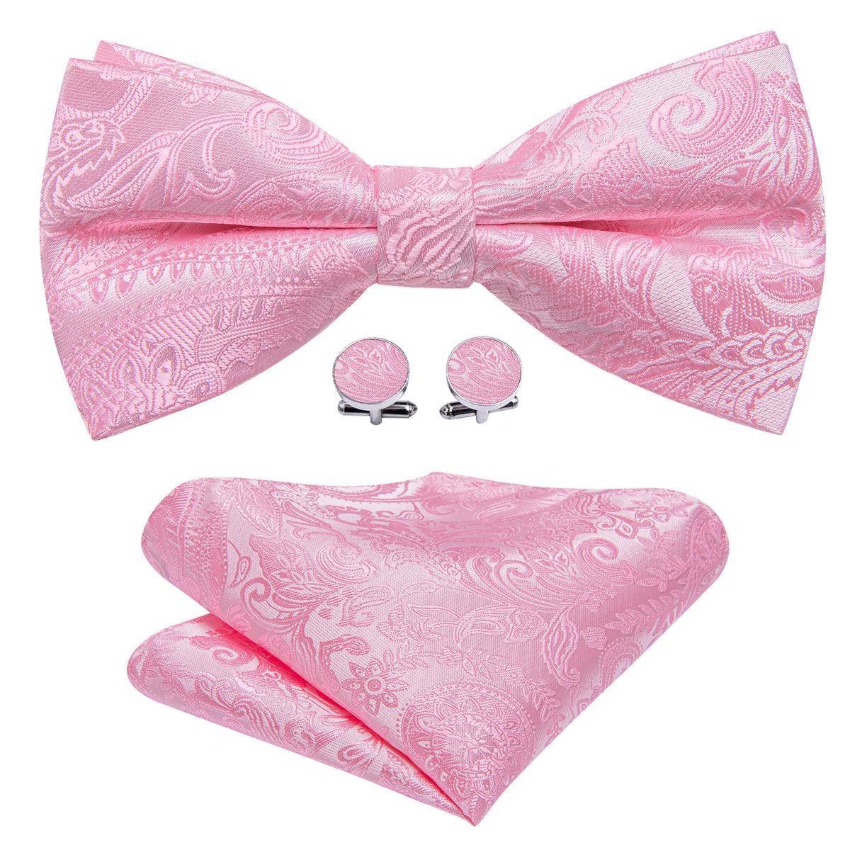 Mist Pink Paisley Bow Tie Set bow ties - Sophisticated Gentlemen