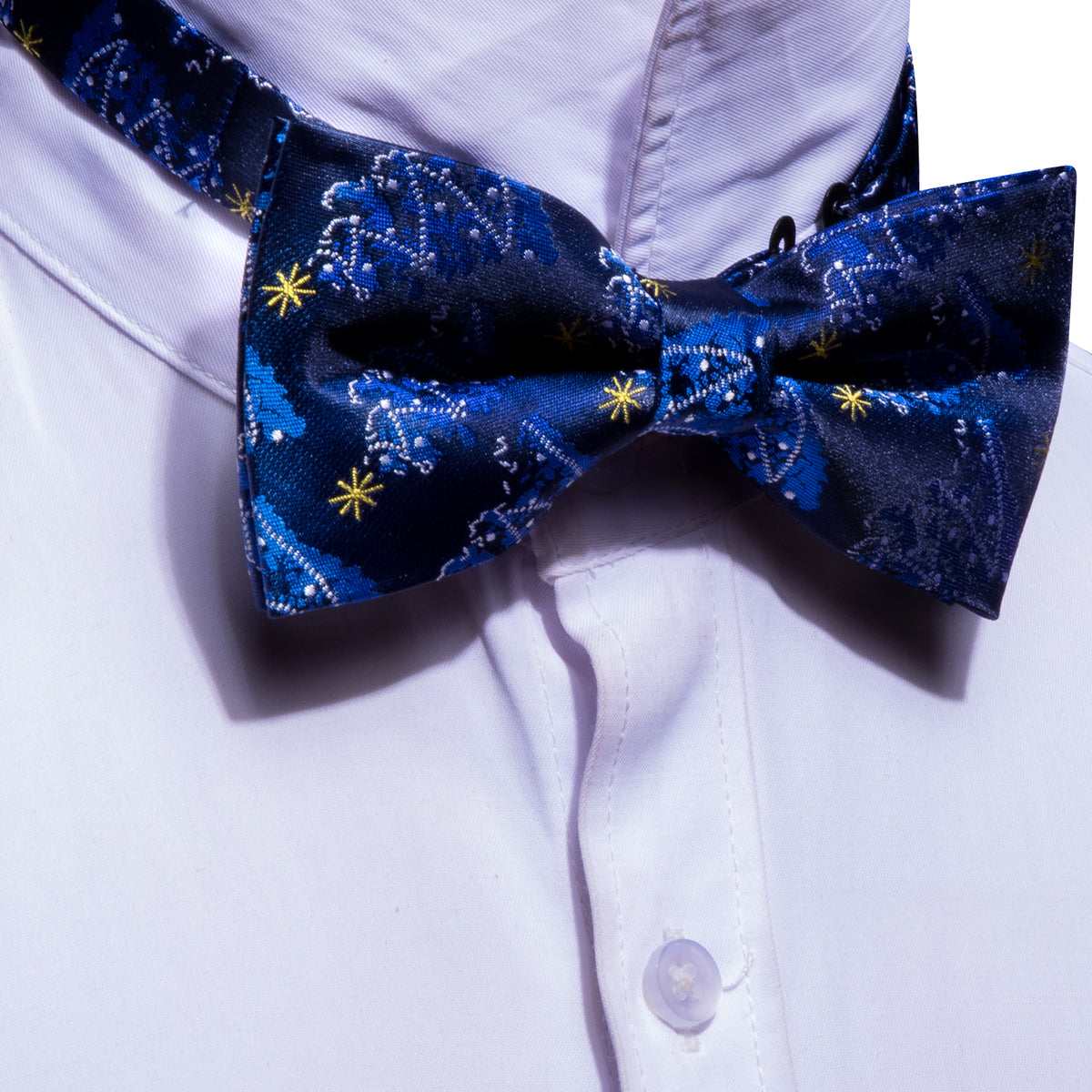 Blue White Xmas Tree Bow Tie Set bow ties - Sophisticated Gentlemen
