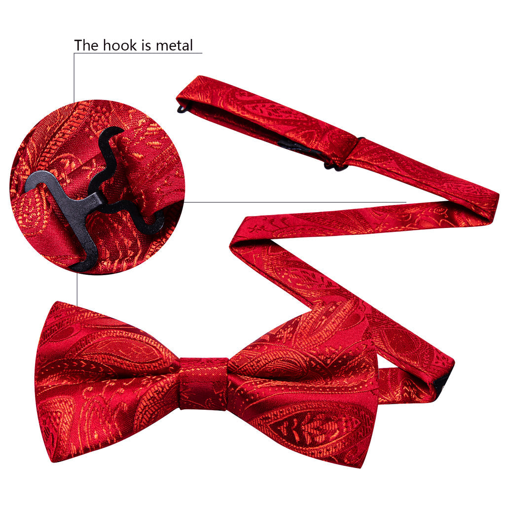 Strong Red Paisley Bow Tie Set bow ties - Sophisticated Gentlemen