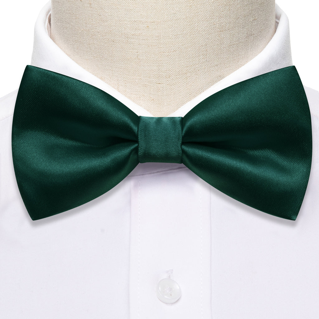 Green Solid Silk Bow Tie Set bow ties - Sophisticated Gentlemen