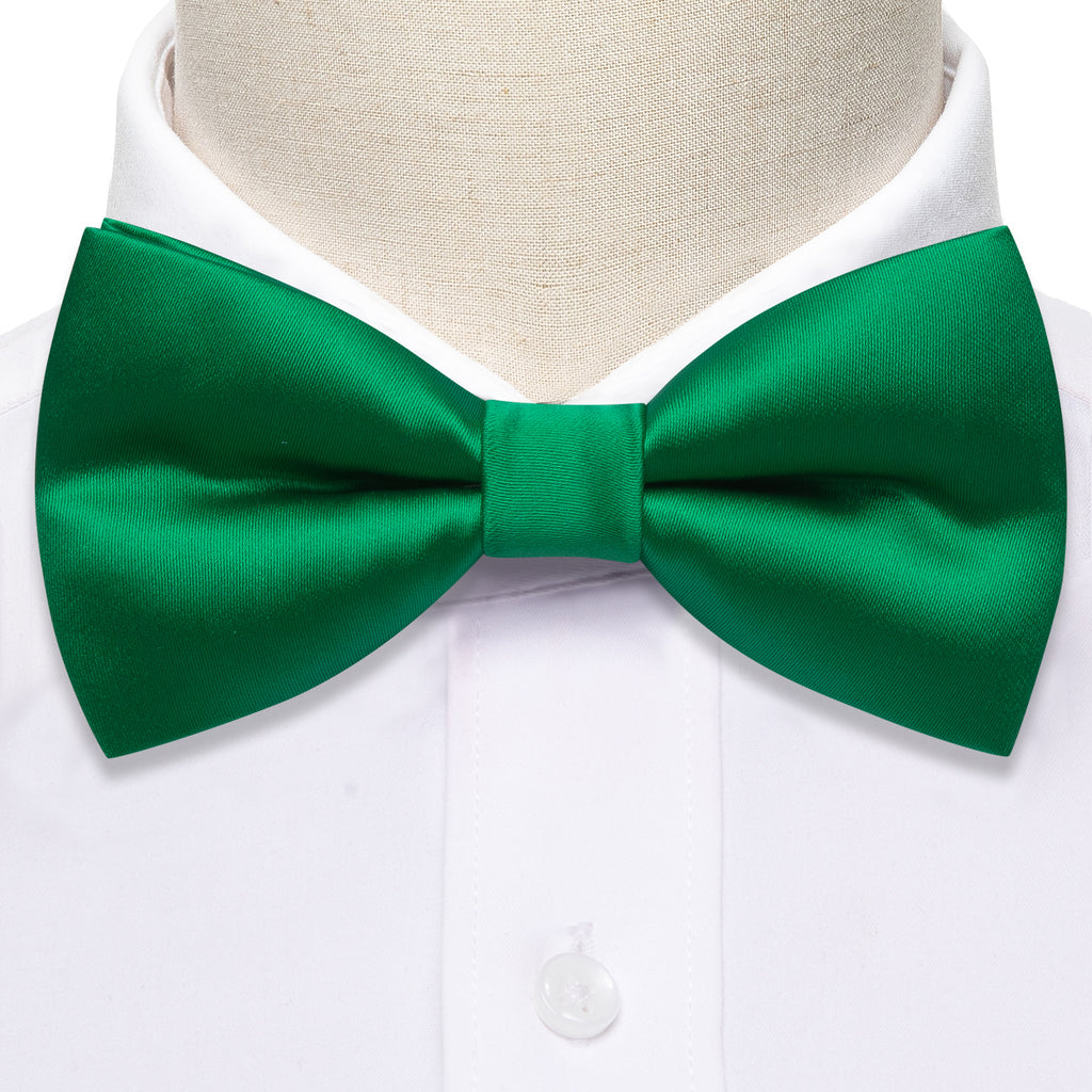 Grass Green Solid Silk Bow Tie Set bow ties    - Sophisticated Gentlemen