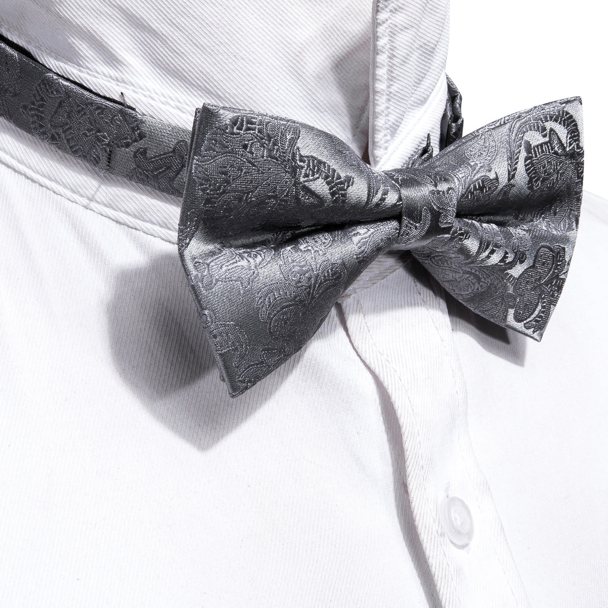 Grey Paisley Bow Tie Set bow ties - Sophisticated Gentlemen