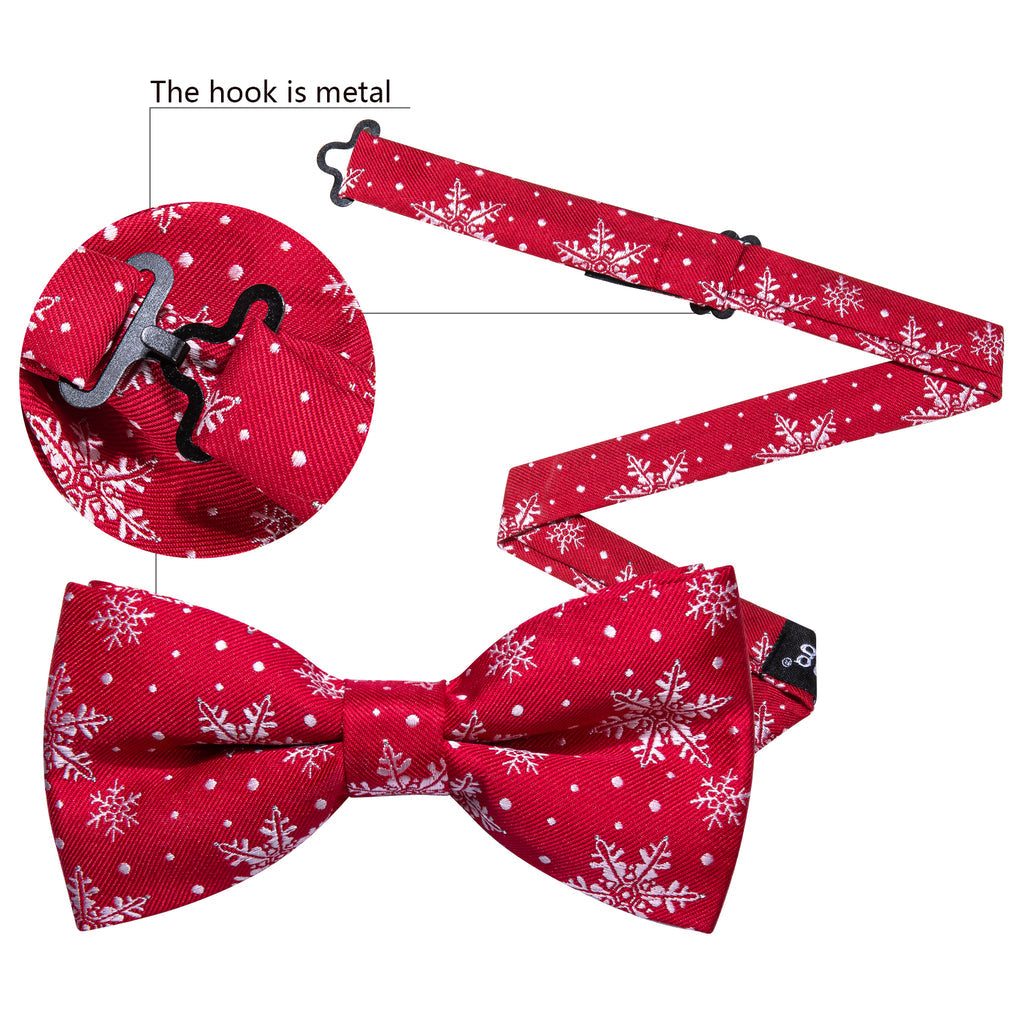 Red White Christmas Snowflake Silk Bow Tie Set bow ties    - Sophisticated Gentlemen
