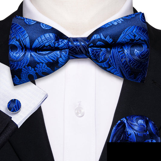 Blue Paisley Bow Tie Set bow ties    - Sophisticated Gentlemen